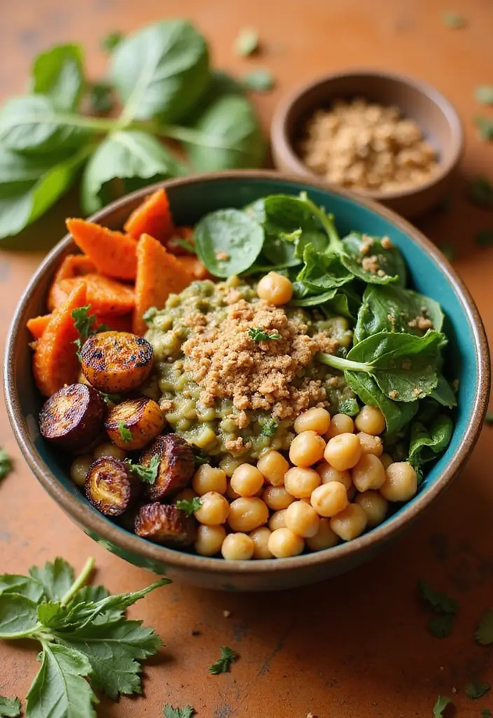 26 High Protein Lunch Box Ideas to Keep You Full Longer - 3. Chickpea and Spinach Buddha Bowl