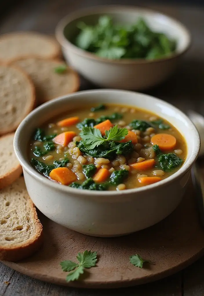 26 High Protein Lunch Box Ideas to Keep You Full Longer - 5. Lentil Soup with Spinach and Carrots