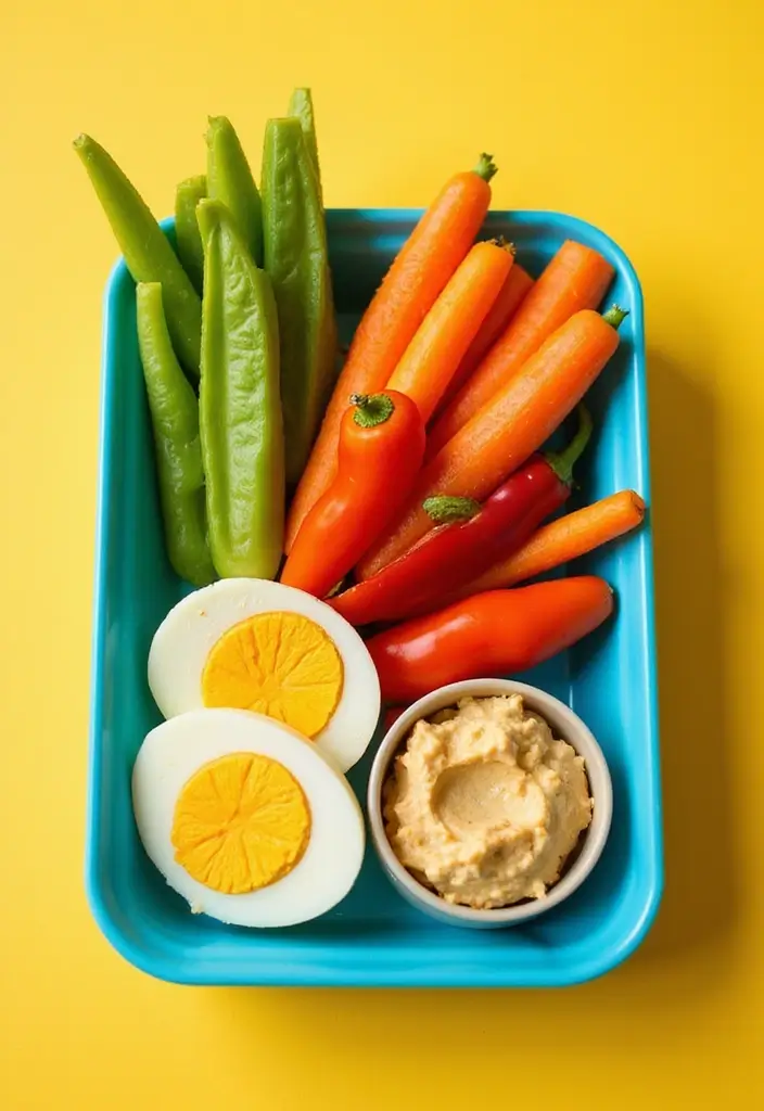 26 High Protein Lunch Box Ideas to Keep You Full Longer - 6. Hard-Boiled Egg and Veggie Snack Box