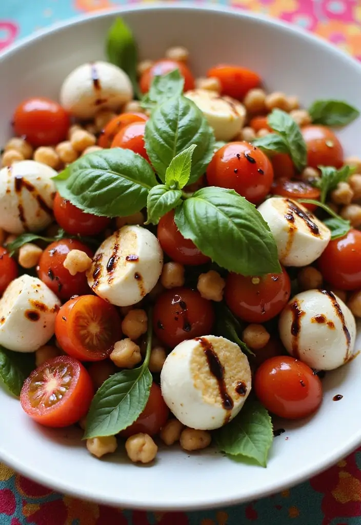 26 High Protein Lunch Box Ideas to Keep You Full Longer - 9. Caprese Salad with Chickpeas