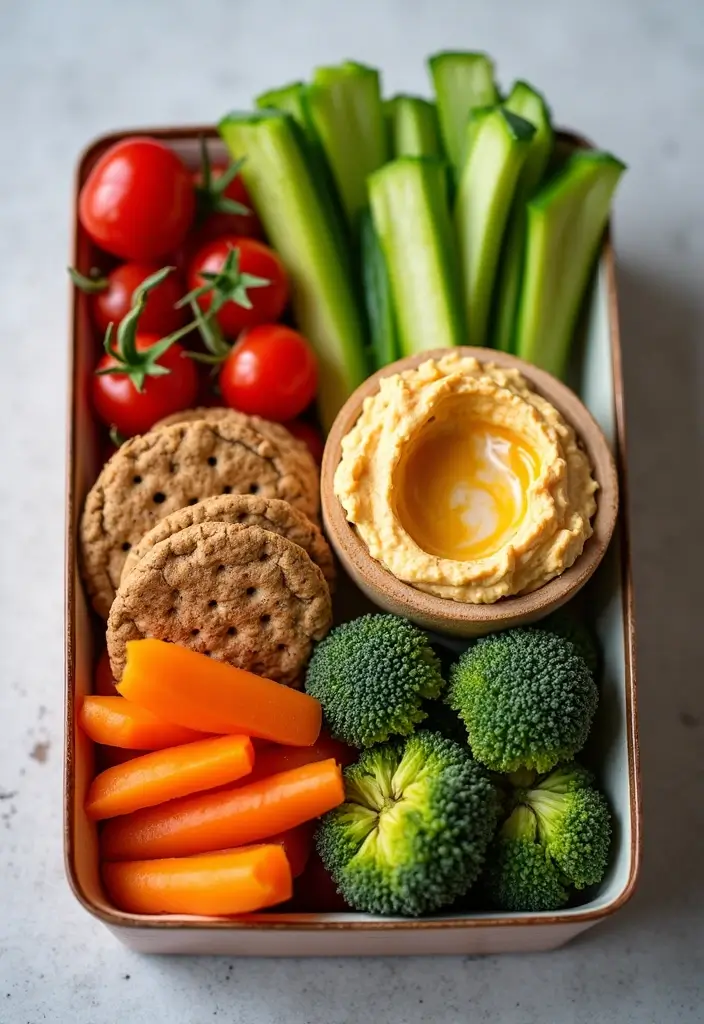 26 Japanese Bento Box Recipes and Lunch Ideas to Try This Week - 10. Grilled Vegetable and Hummus Bento