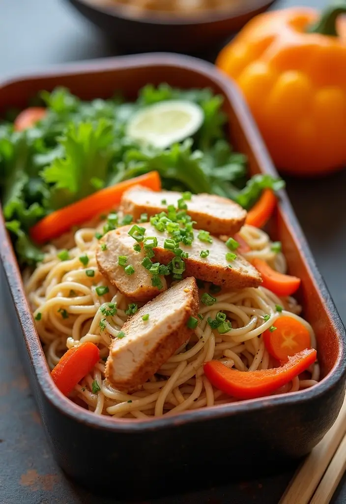 26 Japanese Bento Box Recipes and Lunch Ideas to Try This Week - 11. Chicken and Vegetable Soba Noodle Salad