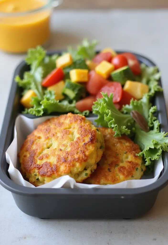 26 Japanese Bento Box Recipes and Lunch Ideas to Try This Week - 13. Corn and Zucchini Fritters Bento