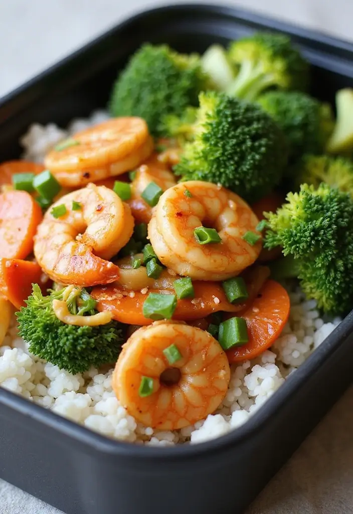 26 Japanese Bento Box Recipes and Lunch Ideas to Try This Week - 14. Shrimp and Broccoli Stir-Fry Bento