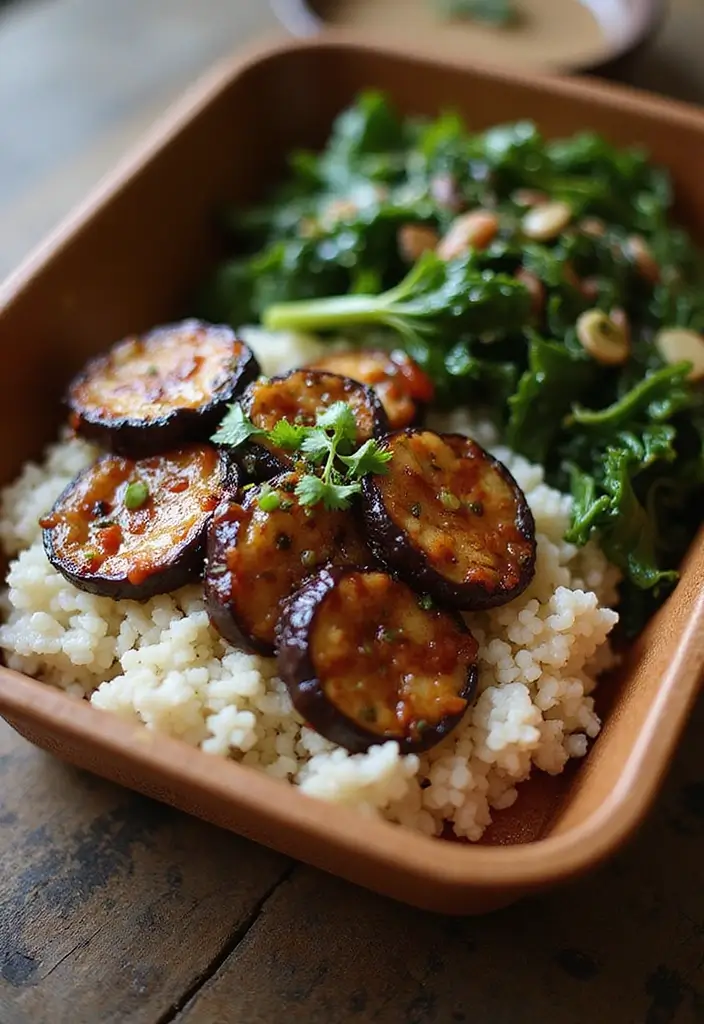 26 Japanese Bento Box Recipes and Lunch Ideas to Try This Week - 18. Eggplant Teriyaki Bento