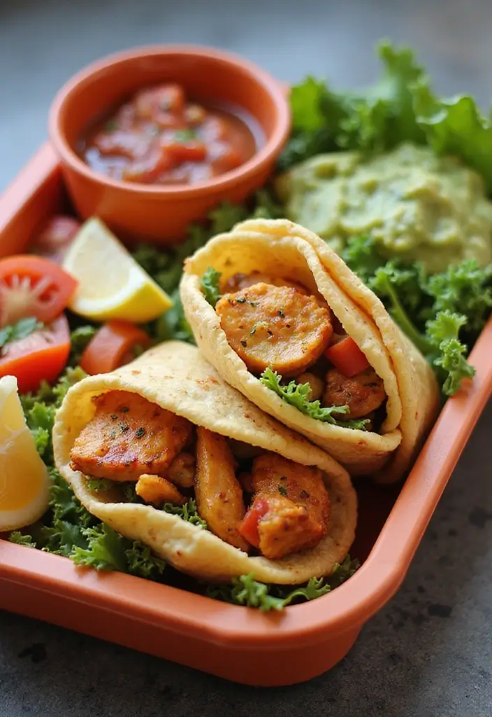 26 Japanese Bento Box Recipes and Lunch Ideas to Try This Week - 19. Chicken Fajita Wrap Bento