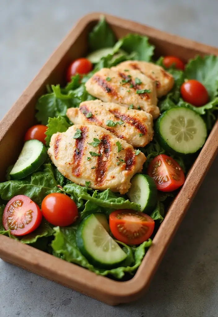 26 Japanese Bento Box Recipes and Lunch Ideas to Try This Week - 26. Grilled Chicken Salad Bento
