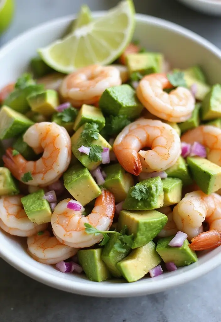 26 Low Carb Lunch Ideas for Work That Taste Delicious and Keep You Full 41 26 Low Carb Lunch Ideas for Work That Taste Delicious and Keep You Full - 7. Shrimp Avocado Salad