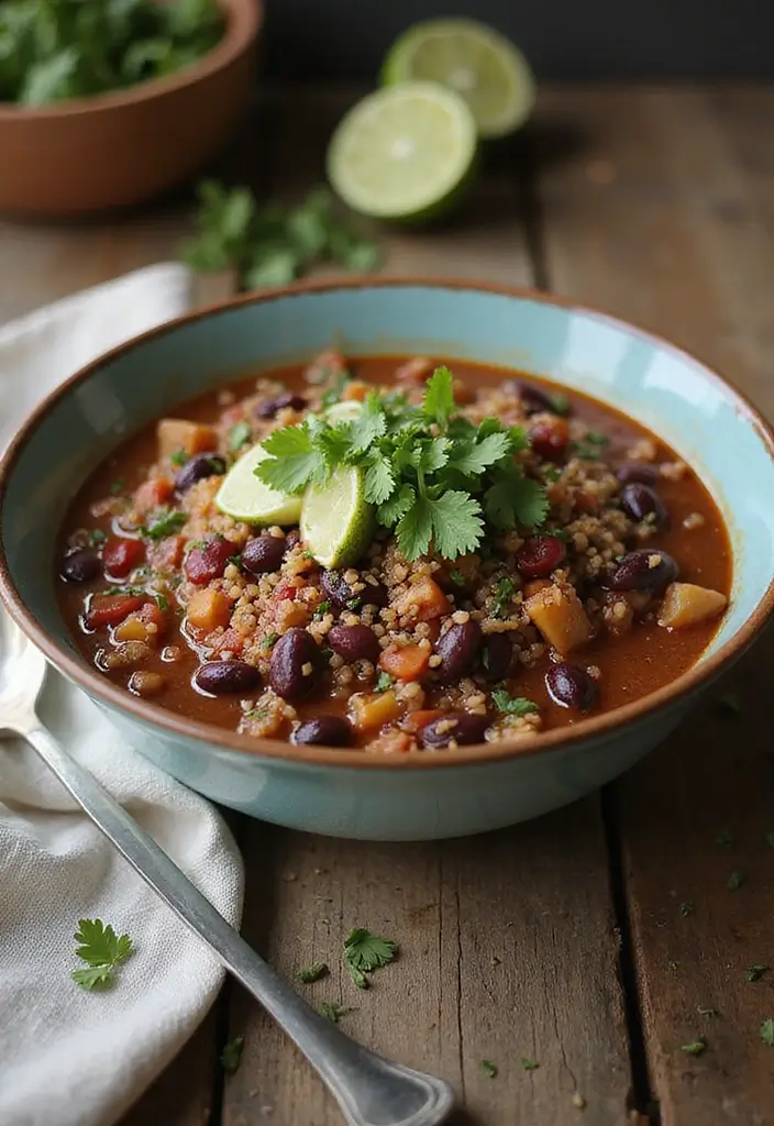 27 Healthy Hot Lunch Ideas for Work That Are Warm and Satisfying 1 27 Healthy Hot Lunch Ideas for Work That Are Warm and Satisfying - 1. Quinoa and Black Bean Chili