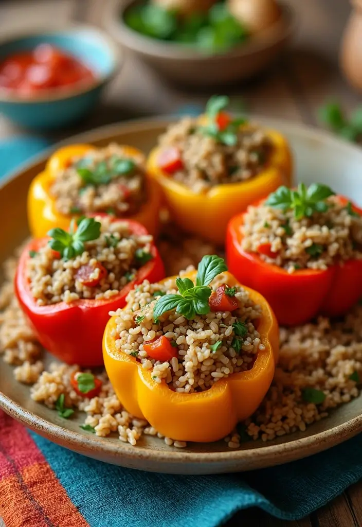 27 Healthy Hot Lunch Ideas for Work That Are Warm and Satisfying 109 27 Healthy Hot Lunch Ideas for Work That Are Warm and Satisfying - 17. Brown Rice and Veggie Stuffed Peppers