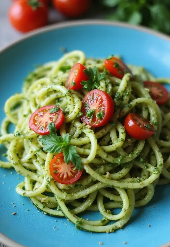 27 Healthy Lunch and Dinner Ideas for Balanced Eating 20 27 Healthy Lunch and Dinner Ideas for Balanced Eating - 4. Zucchini Noodles with Pesto and Cherry Tomatoes