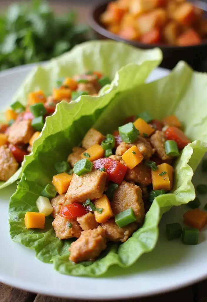 27 High Protein Gluten Free Lunch Ideas for Energy and Strength 8 27 High Protein Gluten Free Lunch Ideas for Energy and Strength - 2. Chicken Lettuce Wraps