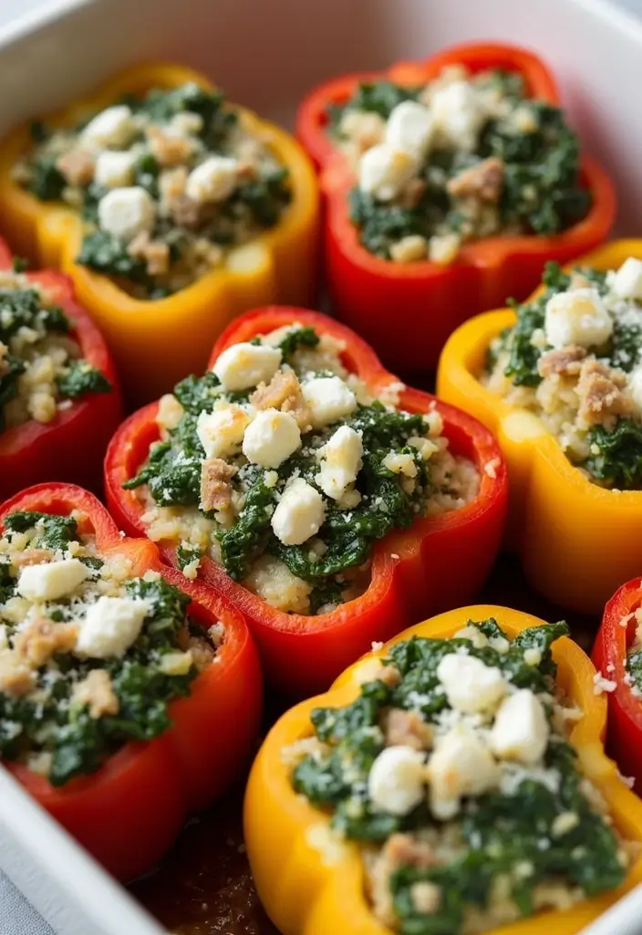 27 Low Calorie School Lunch Ideas That Kids Will Actually Eat 122 27 Low Calorie School Lunch Ideas That Kids Will Actually Eat - 20. Spinach and Feta Stuffed Peppers
