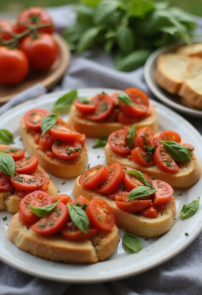 27 Lunch Ideas for Entertaining Friends That Feel Effortless 107 27 Lunch Ideas for Entertaining Friends That Feel Effortless - 17. Tomato Basil Bruschetta