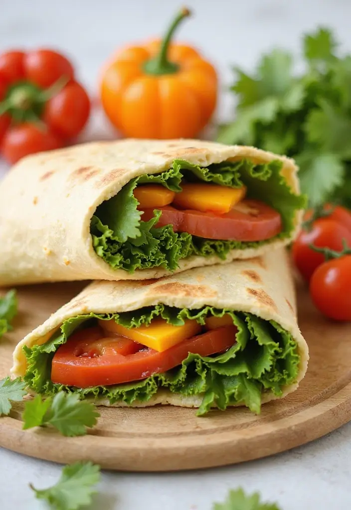 27 Work Lunch Ideas for Men That Are Filling and Protein-Packed - 13. Hummus and Veggie Wrap