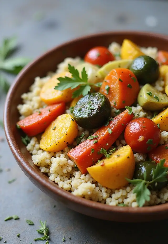 27 Work Lunch Ideas for Men That Are Filling and Protein-Packed - 20. Roasted Vegetable and Couscous Bowl