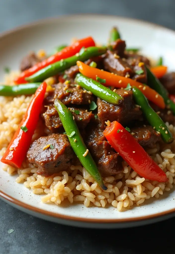 27 Work Lunch Ideas for Men That Are Filling and Protein-Packed - 3. Beef Stir-Fry with Brown Rice