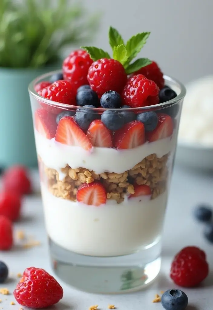 27 Work Lunch Ideas for Men That Are Filling and Protein-Packed - 8. Greek Yogurt Parfait with Nuts and Berries