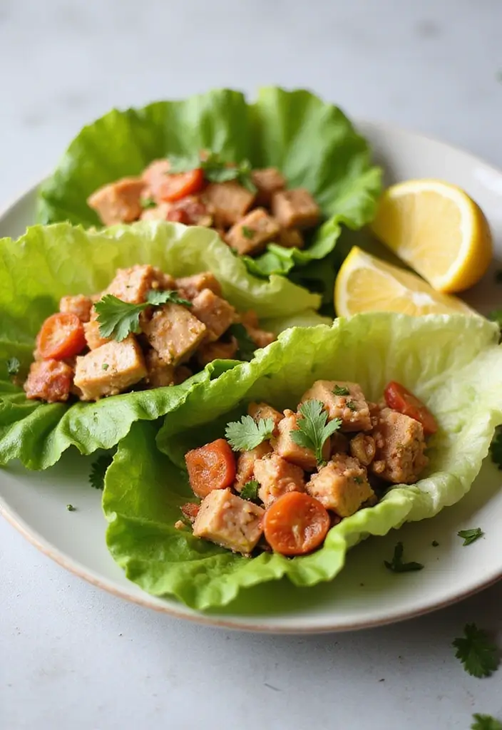 28 Easy and Healthy Lunch Ideas for Work You Can Pack in Minutes - 10. Spicy Tuna Salad Lettuce Wraps