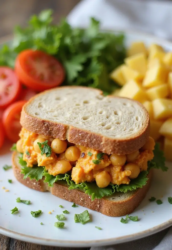 28 Easy and Healthy Lunch Ideas for Work You Can Pack in Minutes - 17. Smashed Chickpea Salad Sandwich