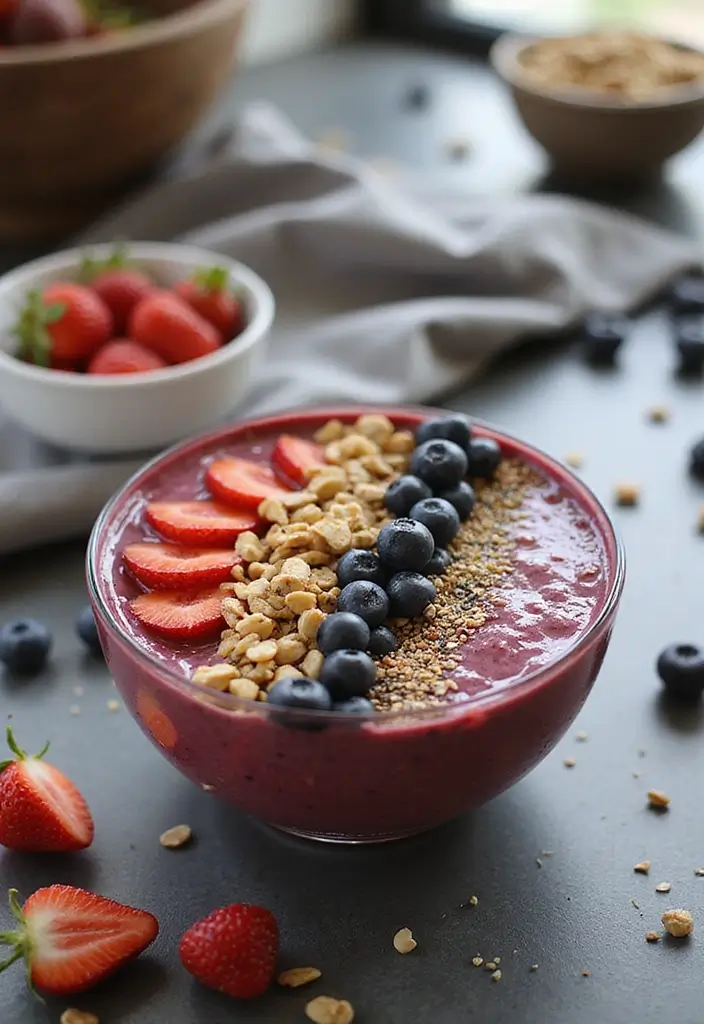 28 Easy and Healthy Lunch Ideas for Work You Can Pack in Minutes - 19. Berry Smoothie Bowl