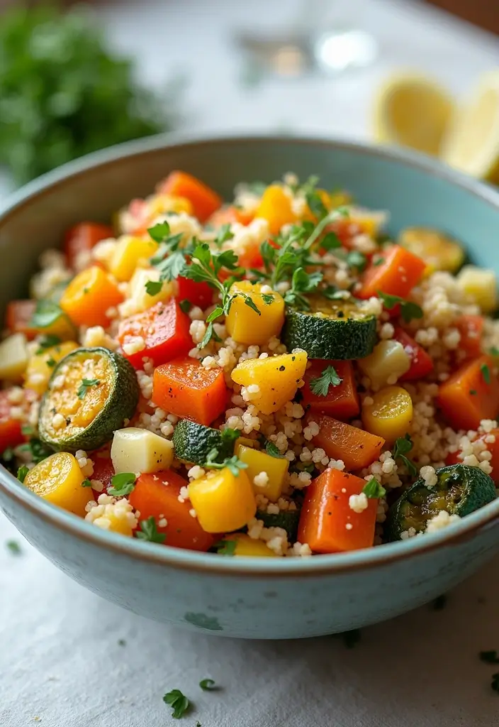 28 Easy and Healthy Lunch Ideas for Work You Can Pack in Minutes - 25. Roasted Vegetable Couscous Salad