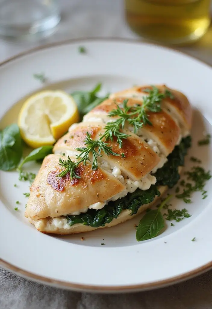 28 Easy and Healthy Lunch Ideas for Work You Can Pack in Minutes - 26. Spinach and Goat Cheese Stuffed Chicken