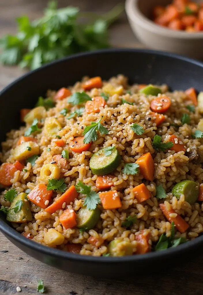 28 Easy and Healthy Lunch Ideas for Work You Can Pack in Minutes - 8. Brown Rice and Vegetable Stir-Fry