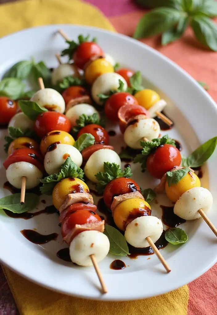 28 Easy and Healthy Lunch Ideas for Work You Can Pack in Minutes - 9. Caprese Salad Skewers