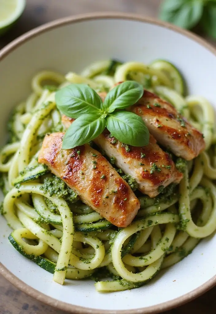 29 Healthy Low Carb Lunch Ideas You’ll Want Every Day 1 29 Healthy Low Carb Lunch Ideas You’ll Want Every Day - 1. Zucchini Noodles with Pesto and Grilled Chicken