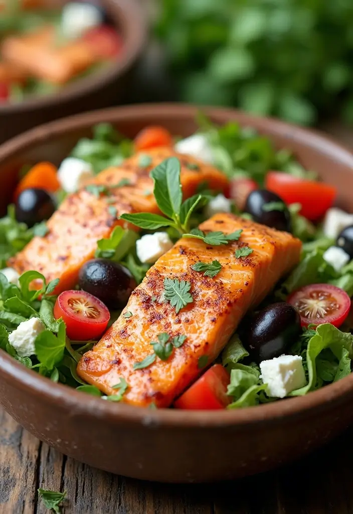 29 Healthy Low Carb Lunch Ideas You’ll Want Every Day 15 29 Healthy Low Carb Lunch Ideas You’ll Want Every Day - 3. Greek Salad with Grilled Salmon