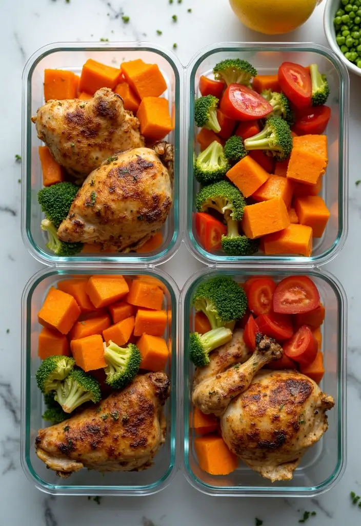 30+ Box Lunch Ideas for Adults That Are Tasty and Practical 103 30+ Box Lunch Ideas for Adults That Are Tasty and Practical - 17. Roasted Chicken & Sweet Potato Meal Prep