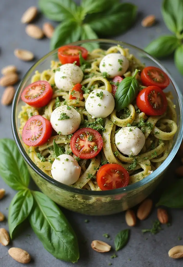 30+ Box Lunch Ideas for Adults That Are Tasty and Practical 18 30+ Box Lunch Ideas for Adults That Are Tasty and Practical - 4. Caprese Salad with Pesto Pasta