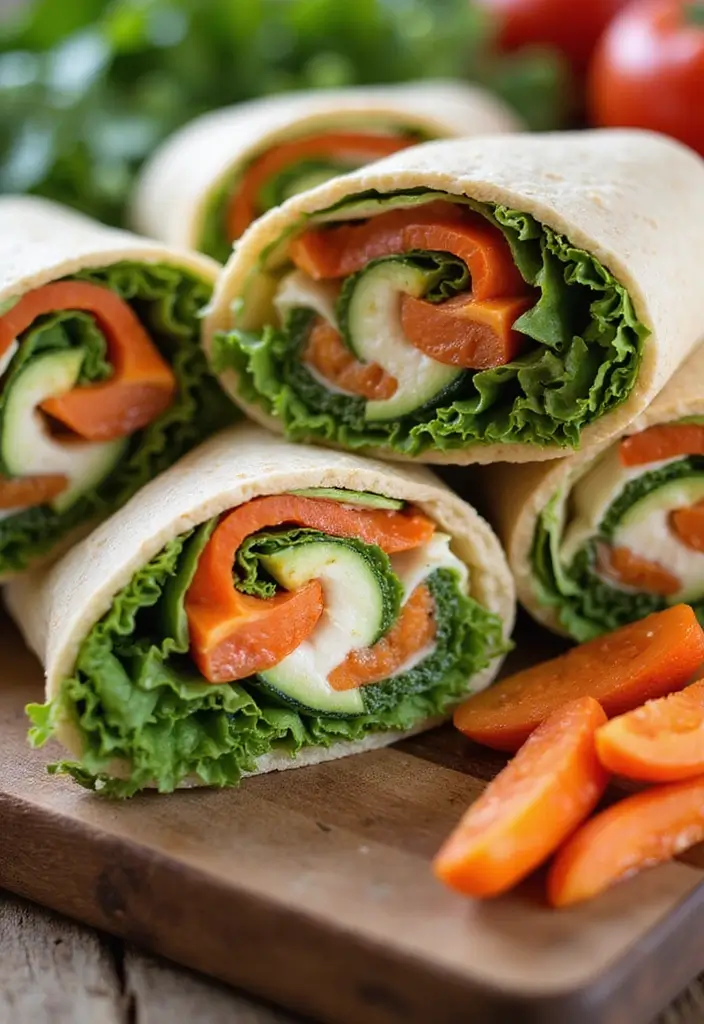 30+ Cold Lunch Ideas for Kids Perfect for Busy School Mornings 1 30+ Cold Lunch Ideas for Kids Perfect for Busy School Mornings - 1. Rainbow Veggie Wraps