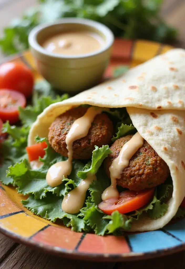30+ Cold Sandwich Ideas for Lunch That Are Fresh and Flavorful 97 30+ Cold Sandwich Ideas for Lunch That Are Fresh and Flavorful - 15. Falafel Wrap with Tahini Sauce