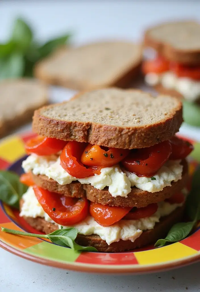 30+ Cold Sandwich Ideas for Lunch That Are Fresh and Flavorful 167 30+ Cold Sandwich Ideas for Lunch That Are Fresh and Flavorful - 25. Roasted Red Pepper and Feta Sandwich