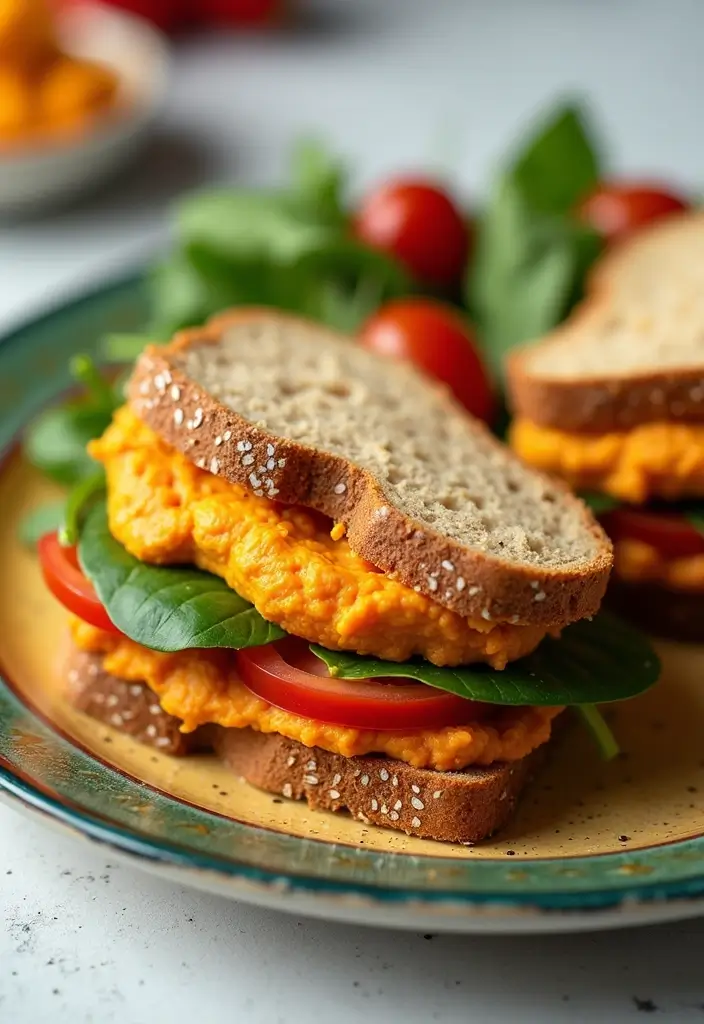 30+ Cold Sandwich Ideas for Lunch That Are Fresh and Flavorful 179 30+ Cold Sandwich Ideas for Lunch That Are Fresh and Flavorful - 27. Sweet Potato Hummus Sandwich