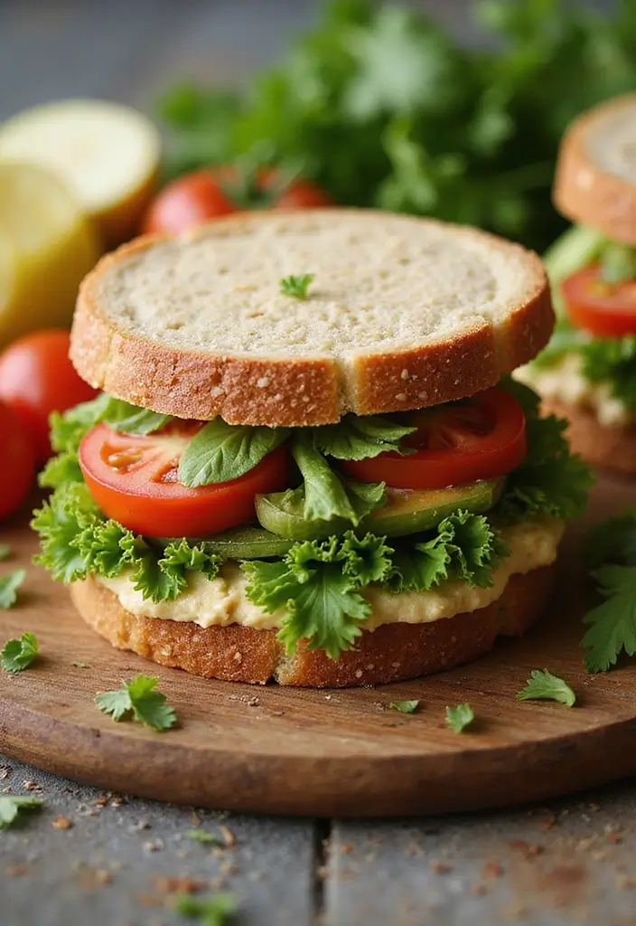 30+ Cold Sandwich Ideas for Lunch That Are Fresh and Flavorful 27 30+ Cold Sandwich Ideas for Lunch That Are Fresh and Flavorful - 5. Hummus and Veggie Sandwich