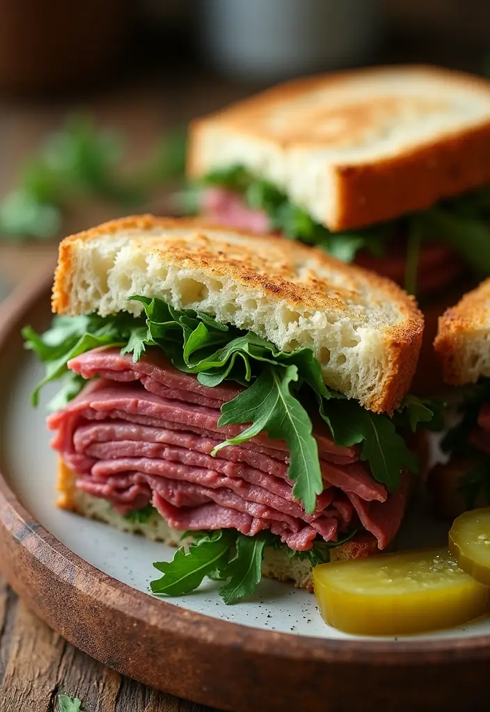 30+ Cold Sandwich Ideas for Lunch That Are Fresh and Flavorful 34 30+ Cold Sandwich Ideas for Lunch That Are Fresh and Flavorful - 6. Roast Beef and Arugula Sandwich