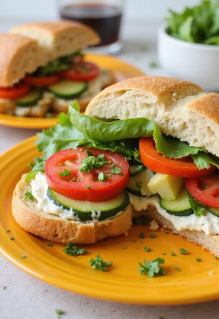 30+ Cold Sandwich Ideas for Lunch That Are Fresh and Flavorful 48 30+ Cold Sandwich Ideas for Lunch That Are Fresh and Flavorful - 8. Veggie and Cream Cheese Sandwich