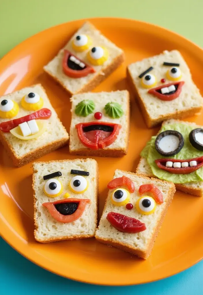 30+ Fun Lunch Ideas for Kids That Turn Mealtime into Playtime 15 30+ Fun Lunch Ideas for Kids That Turn Mealtime into Playtime - 3. Silly Face Sandwiches