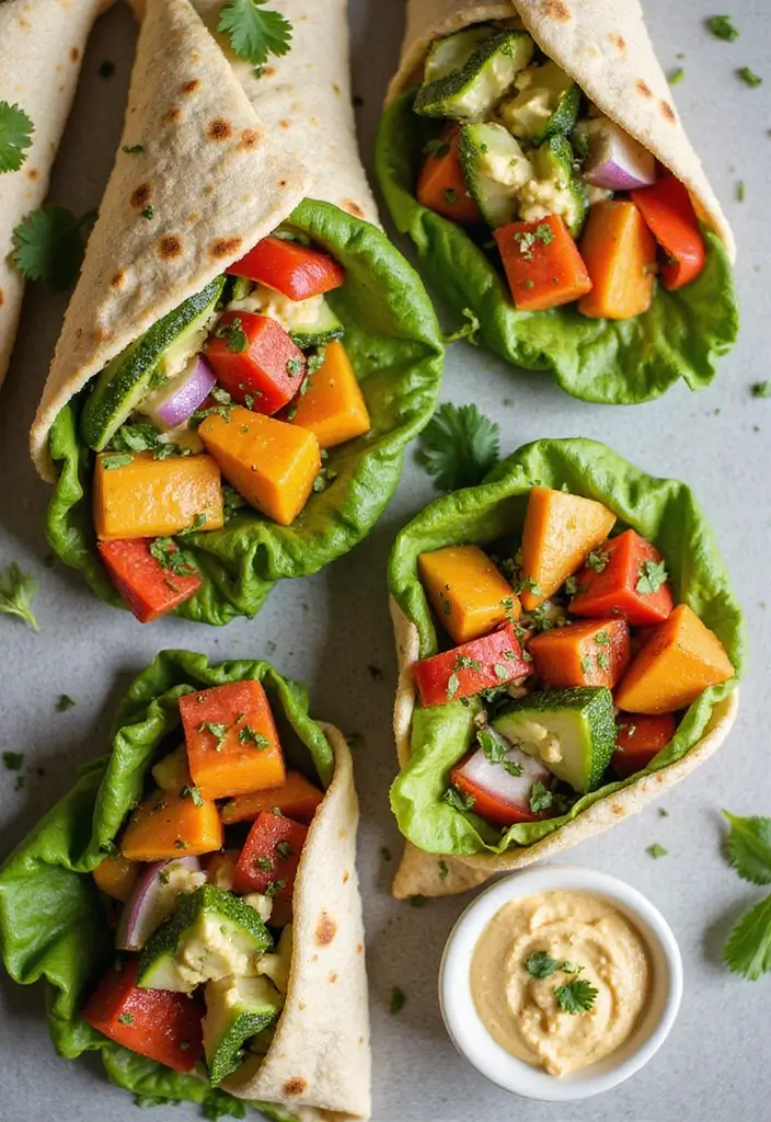 30+ Gluten Free and Dairy Free Lunch Ideas for Every Busy Day 169 30+ Gluten Free and Dairy Free Lunch Ideas for Every Busy Day - 29. Raw Veggie Wraps with Hummus