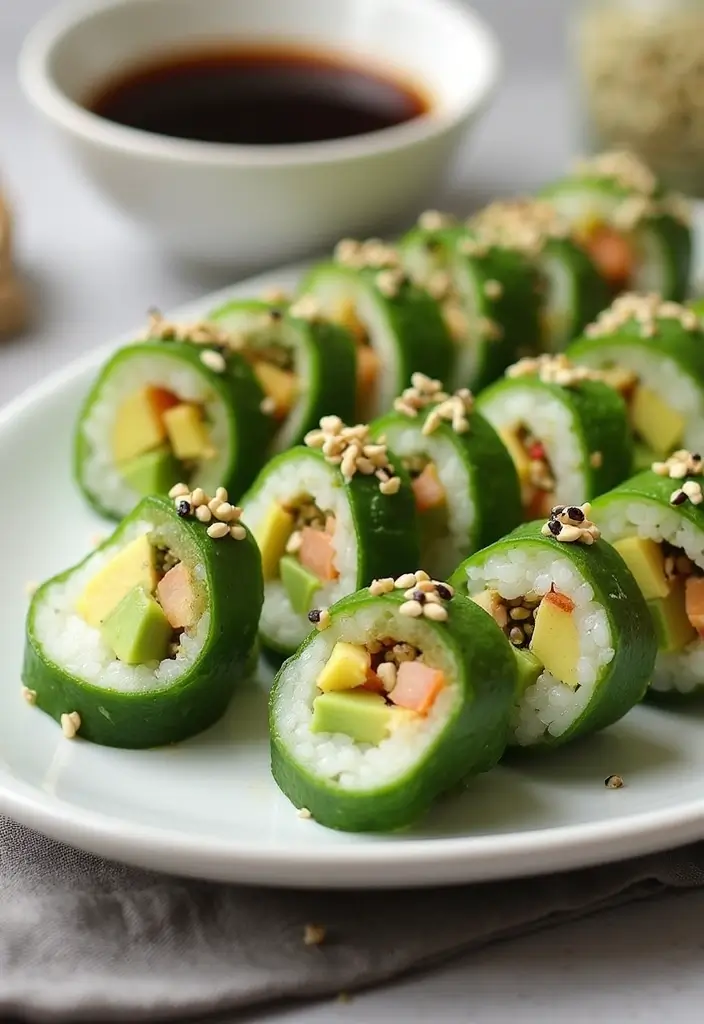 30+ Grab and Go Lunch Ideas for Busy People on the Move 71 30+ Grab and Go Lunch Ideas for Busy People on the Move - 11. Cucumber and Avocado Sushi