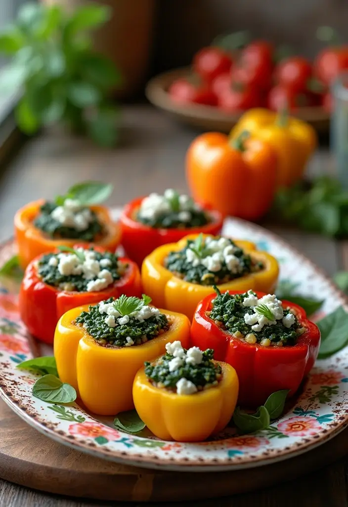 30+ Grab and Go Lunch Ideas for Busy People on the Move 191 30+ Grab and Go Lunch Ideas for Busy People on the Move - 29. Spinach and Feta Stuffed Peppers