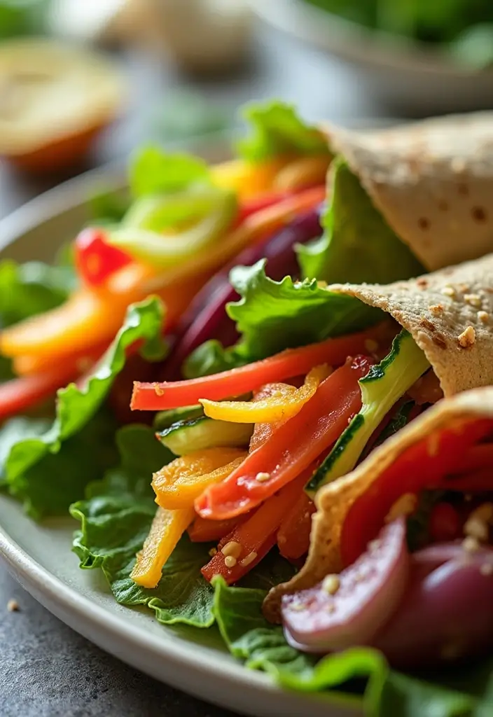 30+ Healthy Back to School Lunch Ideas for Kids of All Ages - 1. Rainbow Veggie Wraps