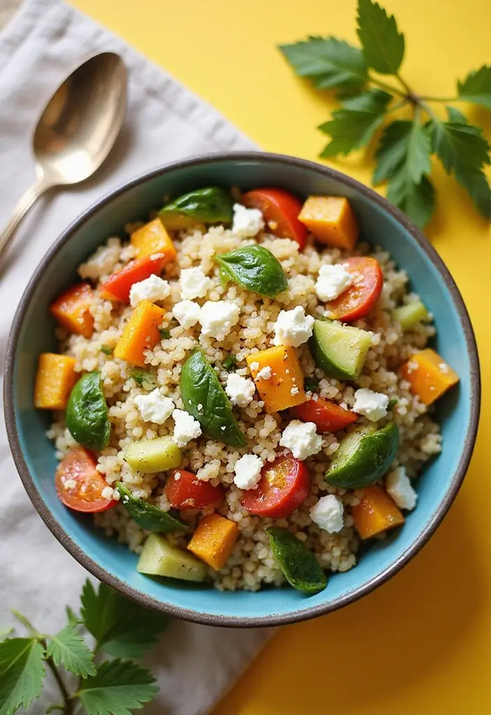 30+ Healthy Back to School Lunch Ideas for Kids of All Ages - 13. Couscous Salad with Feta and Veggies