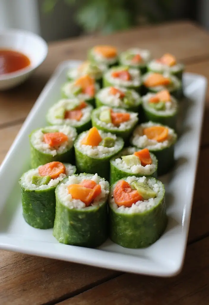 30+ Healthy Back to School Lunch Ideas for Kids of All Ages - 20. Cucumber Sushi Rolls