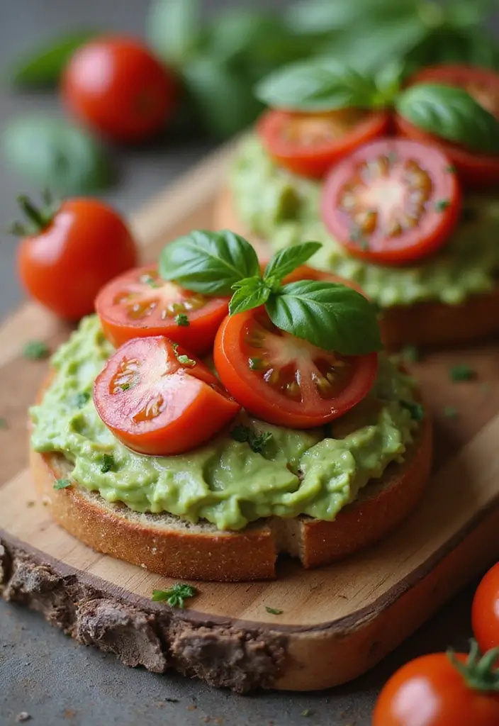 30+ Healthy Lunch Ideas for Adults to Stay Energized Through the Day - 14. Avocado Toast with Tomato & Basil