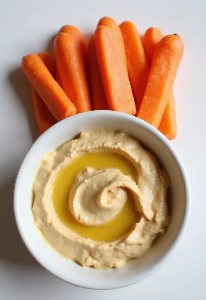 30+ Healthy Lunch Ideas for Adults to Stay Energized Through the Day - 21. Carrot and Hummus Snack Pack