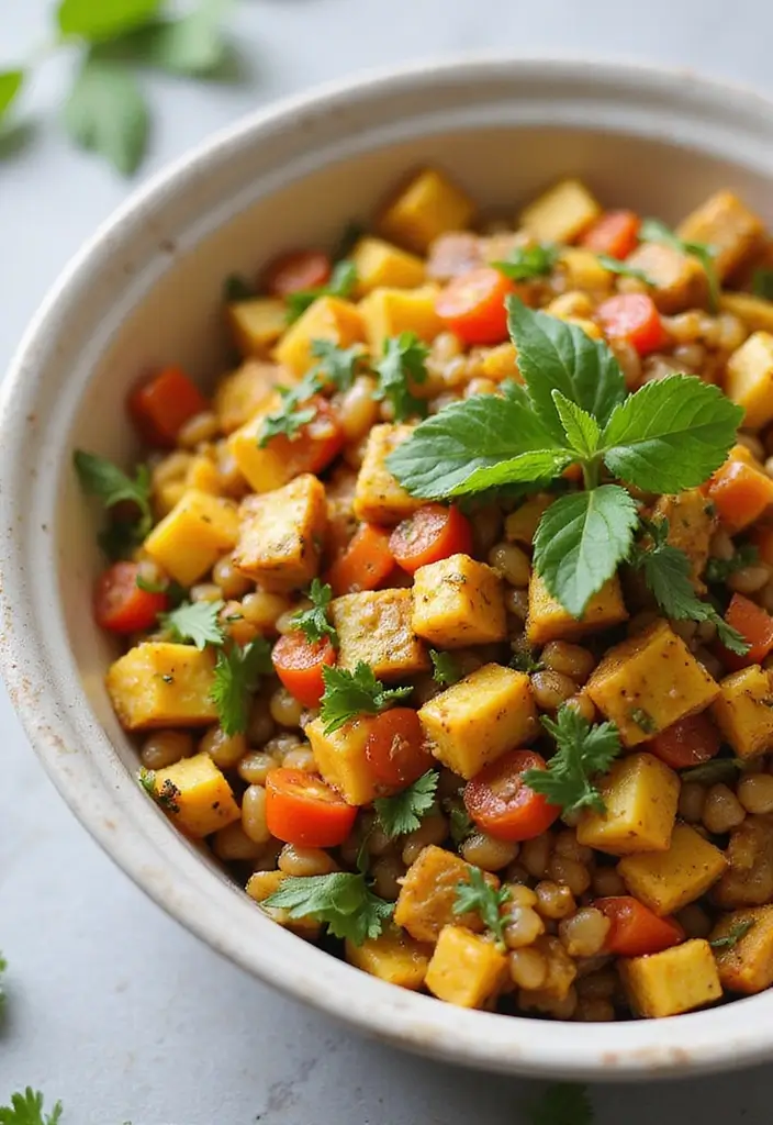 30+ Healthy Lunch Ideas for Adults to Stay Energized Through the Day - 25. Curried Lentil Salad